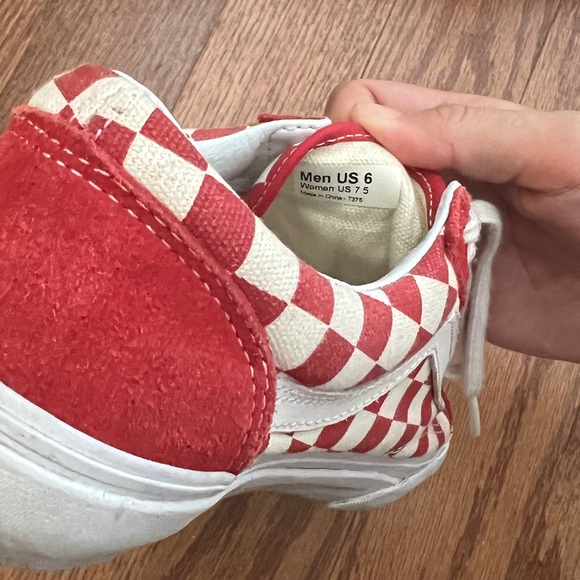 Vans PRIMARY CHECK OLD SKOOL SHOE in Red and White Size Men 6/Women 7.5 - Picture 4 of 5
